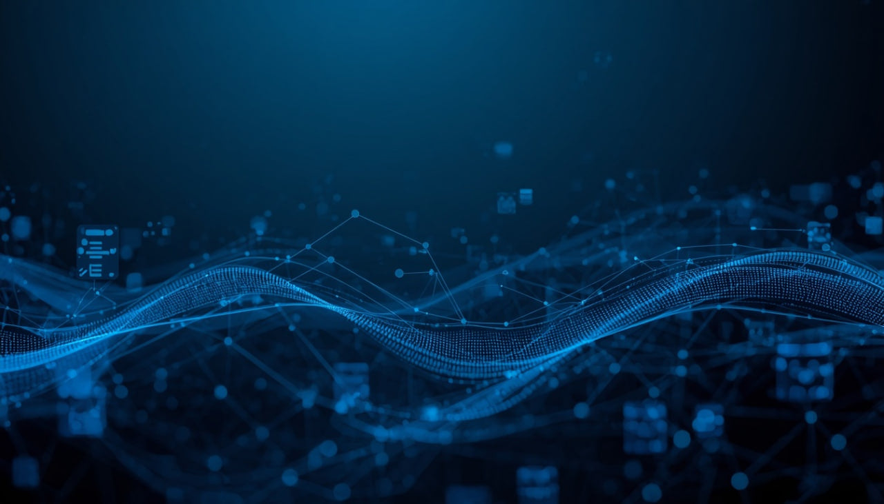 Blue wave pattern on a dark background