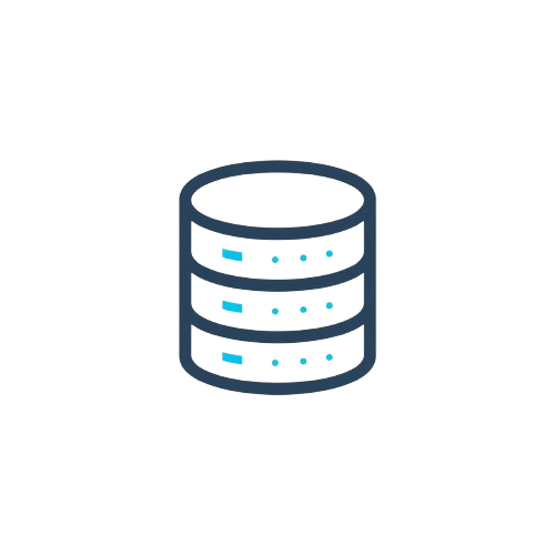 Icon of a three-layered database on a white background