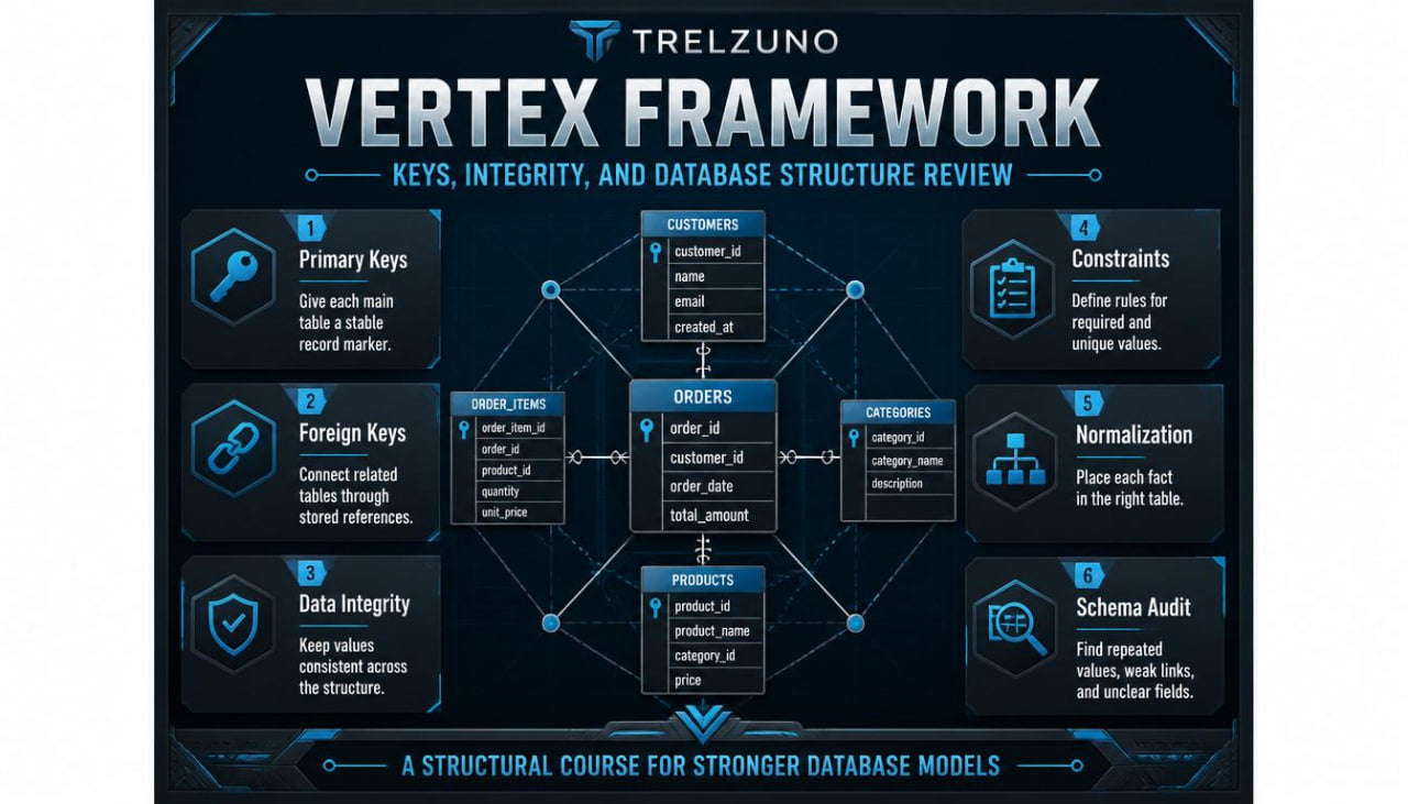 Trelzuno Vertex Framework diagram on a dark background